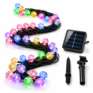 Solar Bubble Ball String Lights 5M 7M 12M 20/50/100LED Outdoor Garden Fairy Lights Multicolor Pink Blue Warm Purple Patio Decor