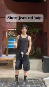 Quần jean short nam nữ basic ống rộng S2 Khói Túi Hộp mặc thoải mái dễ phối đồ phong cách hàn quốc
