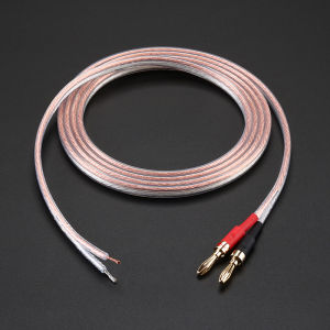 Choseal | Banana Plug to Bare Copper Speaker Cable for Subwoofer Connection 2.1 Main and Subwoofer