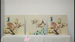 【3in1 】Lukisan Relief Hiasan/3PCS Modern luxury decorative 3D handicraft lucky painting/1703 Handmade