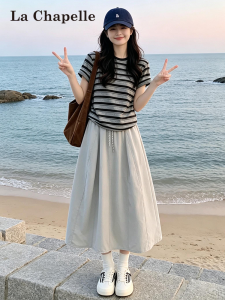 La Chapelle | Vintage Korean Style Thin Summer Short Tshirt And Skirt Set