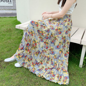 กระโปรงสั้นทรงเอผ้าลายดอกไม้สไตล์ฝรั่งเศสย้อนยุคสำหรับผู้หญิงในช่วงฤดูร้อน สไตล์ฝรั่งเศส กระโปรงสั้นทรงเอผ้าฝ้ายผสมโพลีเอสเตอร์ 100%