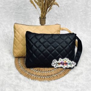 Pouch Silvia Tas Wanita Bordir kotak Kotak Terbaru 2024 Hand Bag Wanita Dompet Besar Emboss Murah