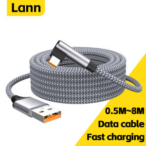 6A USB C Elbow Type C Fast Charge Cable 3m 5m Phone Extend Charging Cable for Samsung Huawei Xiaomi Oppo OnePlus VR Camera
