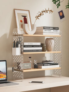 Acrylic Desktop Organizer Multilayer Book Shelf for Office Computer Table Extended Storage Solution Minimalist Modern Style