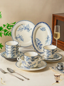 MODERN SWEETHOME | Underglaze Colored French Style Household Dinnerware Plate Bowl