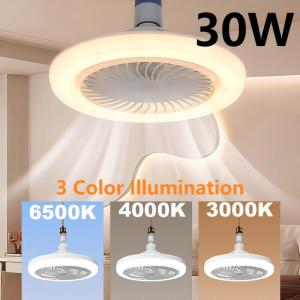 30W 3 Color Dimmable Ceiling Fan Lights Living Room Lights Bedroom Lamp Study LED Ceiling Fan Bulb Low Profile Cooling Fan Lamps