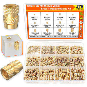 275pcs Heat Set Threaded Inserts Kit - M2 M3 M4 M5 Brass Knurled Nuts for 3D Printing Plastic PLA  ABS PETG PP  PPS Materials