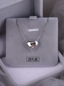 925 Pure Silver Heart-Shaped Necklace for Women High-End Luxury Delicate Clavicle Chain Versatile Peach Heart Design Engraved Jewelry
