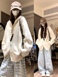 Soft Cozy Knitted Hooded Cardigan Womens Early Autumn Fashion Loose Star Button Sweater Outerwear Korean Style Long Sleeve