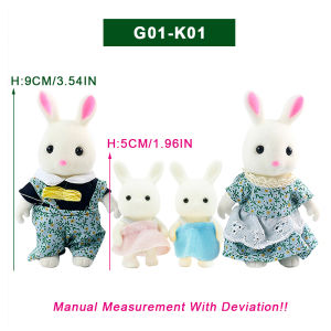 Dollhouse Forest Family 4Pcs Doll Rabbit Sheep Cat Animal Minitature Furniture Set Pretend Play Simulation Doll House Toy Gift
