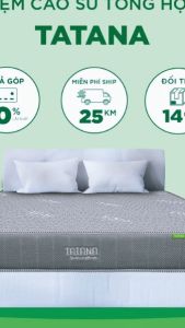 FREESHIP Nệm Cao Su Tổng Hợp Vải Gấm Lạnh Thẳng Tatana Chính Hãng - Tặng 2 Gối Nằm