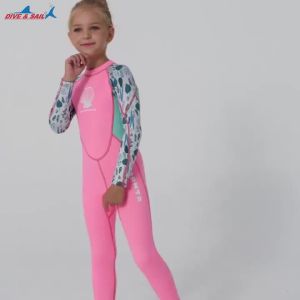 2.5MM Neoprene Wetsuit Kids  long sleeve swimsuit for girls Snorkeling diving suit 3-13 years