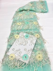 2026 3D Flower BeadedEmbroidered Lace FabricNigerian French NetBridal DressHigh Quality AT2901