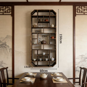 Retro Wall Mounted Solid Wood Display Rack for Teapot Showcases in Living Rooms or Tea Rooms