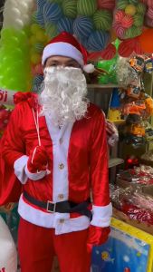 Bộ quần áo ông già Noel người Lớn bằng nhung cao cấp(đủ phụ kiện mũ nón râu túi bao tay)