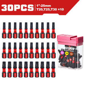 Geinxurn 30 PCS 1 Impact Torx Screwdriver Bits Set S2 Steel Multi Driver Bits with Storage Colorful Box(Pink)