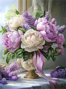 AZQSD Diamond Art Peony Flower Diamond Painting Floral Mosaic Home Decor Rhinestones Pictures Art Crafts Unique Gift