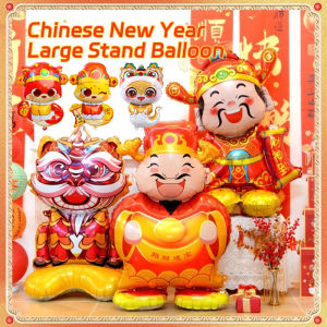 148cm 3D Large Stand Balloon CNY Decoration 2025 Lion Awakening God of Wealth Aluminum Film Balloons Spring Festival Party Home Decor Photo Props