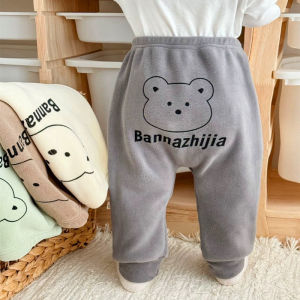 เด็กทารก ผ้าขนแกะ ก้นใหญ่เรียงราย กางเกง ปุยสองด้าน หลวม Harlan กางเกงขายาว สําหรับเด็กชายและเด็กหญิง ฤดูใบไม้ร่วง ฤดูหนาว เสื้อผ้าเด็กที่สะดวกสบาย