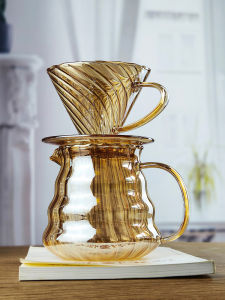 Heat Resistant Glass Hand-Poured Coffee Pot Set V60 Integrated Filter Cup Drip Style Coffee Utensils for Home Use Sharing