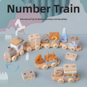 Educational Magnetic Wooden Train & Number Blocks Building Toy for Toddlers