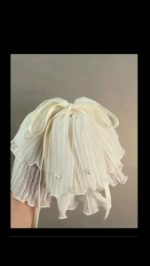 Romantic Layered Bow Hair Clip with Pearls - Elegant Lightweight Hair Clamp for Women Girls in Soft Pastel Colors