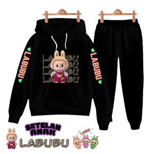 Setelan anak hoodie lengan panjang motif monster LABUBU untuk usia 3-12 tahun