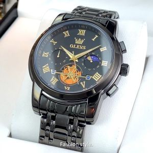 OLEVS resmi autentik jam tangan pria otomatis dewasa terbaru 2025 multifungsi bercahaya dial stainless steel mode bisnis jam tangan tahan air