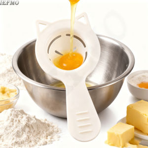 2 in 1 Cute Cartoon Cat Egg Separator & Measuring Cup Easy Yolk & White Filter for Baking and Cooking Perfect Kitchen Gadget