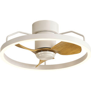 FANZHEN | Cream Style Modern Minimalist Eye-Protecting Retro Wood Grain Quiet Ceiling Fan Light