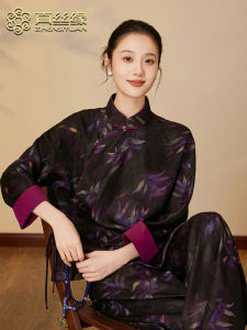 Silk Autumn Winter New Long Sleeve Twist Luo Xiangyun Sha Womens Top Original Design Silk Blouse Stand Collar Regular Length