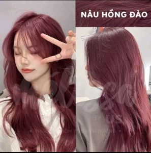 Màu tóc NÂU HỒNG ĐÀO - Không tẩy - Tặng oxi găng tay