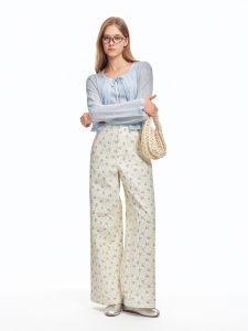DUSHU | Sea Salt Fresh Floral Slim Fit Casual Pants