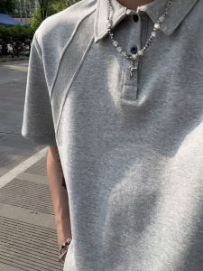 Áo Thun Polo Cổ Bẻ Tay Ngắn Màu Xám Hoa Phong Cách Mỹ Cổ Điển Mùa Hè Cho Nam Thương Hiệu Thời Trang Nặng Áo Phông Cổ Bẻ