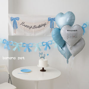 Blue Bowtie Background Decorative Cloth for Pet Photography Birthday Celebration Cat And Dog Ambiance Setup Banana Pet