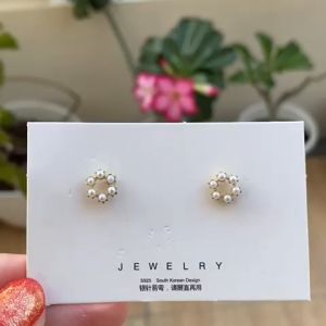 Mimosa.id Simple Pearl Round Small Earrings Ins Girl New Stud Earings | Earing tindik pearl round Import