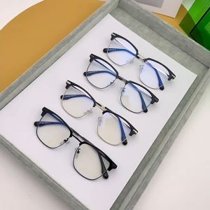 Mắt kính nam thời trang gọng kính cận nam vuông kim loại cao cấp 0 độ chống ánh sáng xanh và tia UV trong suốt K11