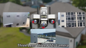 V380 Pro Three Lens CCTV Camera connect cellphone 10X Zoom HD 15MPTwo-way audio Automatic Tracking Infrared Night Vision Waterproof Outdoor Camera