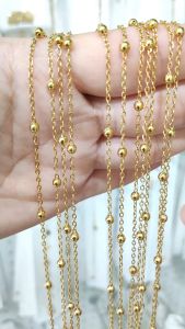 Lắc tay titan nữ kiểu mắt xích kết hợp bi nhỏ dễ thương không đen gỉ