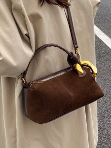 2025 New Frosted Boston Pillow Bag Versatile Casual Crossbody Soft Surface Handbag Ladies Fashion Trend Autumn Winter Bag