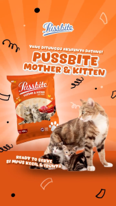 Paket (5pcs) Pussbite Mother & Kitten Dry 400gr Cat Food - Makanan Kering Anak Kucing