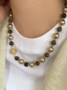 Magnetic Pearl Zircon Necklace Multi-Color Tigers Eye Stone Simple Style Adult Fashion Jewelry Sweater Chain Accessory
