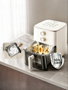 Bear | Coating Free Home Use Large Capacity No Turning Needed Visible Stainless Steel Air Fryer