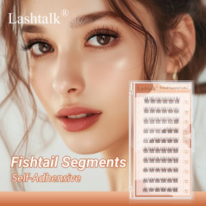 Lashtalk Fishtail Segments Lashes Self Adhesive DIY False Eyelash No Glue Remover Needed One-Step Reusable Pre-Glued 60 Cluster