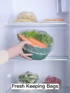 500ชิ้น ถุงพลาสติกใสคลุมอาหาร / ถุงคลุมอาหารแบบใช้แล้วทิ้ง / ถุงคลุมชามแบบยืดหยุ่น / ถุงพลาสติกแบบยืดหยุ่นสำหรับเก็บอาหารสดและผลไม้ / ถุงเก็บอาหารในตู้เย็นสำหรับใช้ในครัว