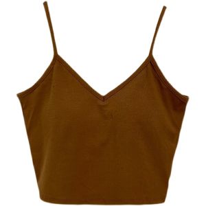 Red V-Neck Strapless Vest Womens Inner Wear French Style Short Length Cotton Blend Elastic Fabric with Chest Pad Summer New Arrival