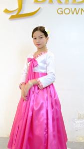 United Nation Korean Hanbok Inspired for Girls & Kids - Elegant Pink & White Traditional Fashion Dress