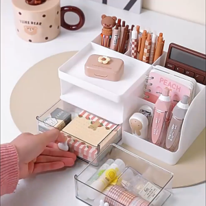 Rak Makeup Kosmetik Plastik 2 Laci / Rak Make Up Aesthetic Mini Desk Organizer CF C1014