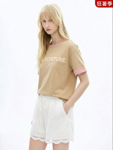 Juicy Couture | New Loose Color-block 3D Terry-stitched Womens T-shirt